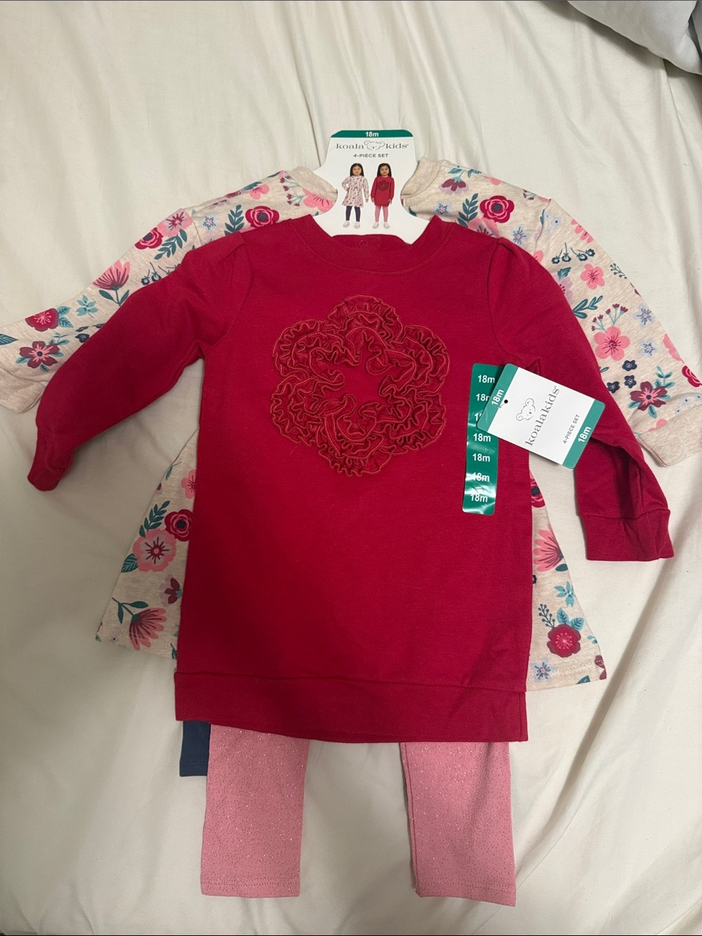 Koala Kids Pink & Raspberry Floral Tunic and Raspberry Sweatshirt Set